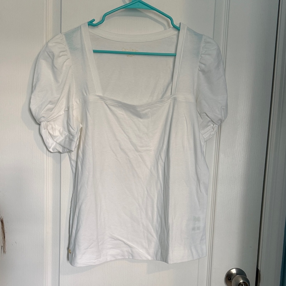 Lilly Pulitzer White Puff Sleeve Top
